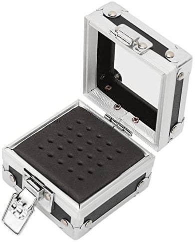 Serlium Nail Drill Bits Storage Box 25 Holes Transparent Clamshell Lock Design Nail Drill Bits Desktop Container(Black)
