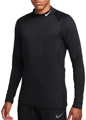 Nike Men's Pro Warmes Dri Fitness-Longsleeve mit Stehkragen für Herren Long Sleeve TOP, Black/White, XL