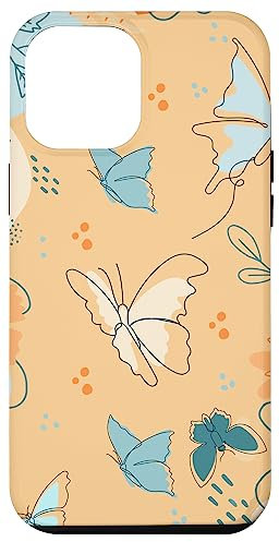 Hülle für iPhone 14 Pro Max Boho Abstrakte Schmetterling Minimalistische Ästhetische Blätter