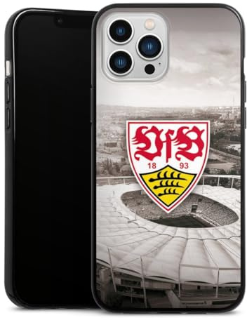 Silikon Hülle kompatibel mit Apple iPhone 13 Pro Max Case schwarz Handyhülle VfB Stuttgart Offizielles Lizenzprodukt Stadion