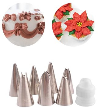 Leaf Piping Nozzles Set,#65 66 67 68 70 74 352 Icing Nozzles for Leaves,Ruffles,Petals,Small Leaf Nozzles for Cake Decorating wth Standard Plastic Coupler,8 Pcs