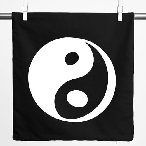 Huuraa Kissenbezug Yin und Yang Taoismus Geschenk 40x40cm Black Baumwolle Yin und Yang Präsent