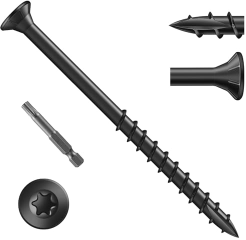 Zynthor 80Pcs 4.8 x 75mm Decking Screws, Black Wood Screws | Heavy-Duty Outdoor Torx Drive Head Deck Screw, Rust Resistant Coated for Timber, Fence, T25 Torx Bit