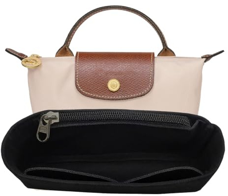 OIXEYA Geldbörsen Organizer für Goyard Bag, Geldbörsen für Longchamp Tasche Damen Kleine Tragetasche mit mehreren Taschen, Handtaschen, Organizer, passend für Mini-Größe, Schwarz