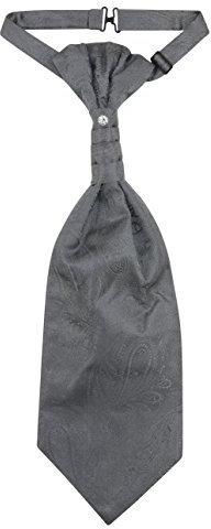 Vesuvio Napoli PreTied ASCOT Paisley CHARCOAL GREY Color Cravat Men's Neck Tie