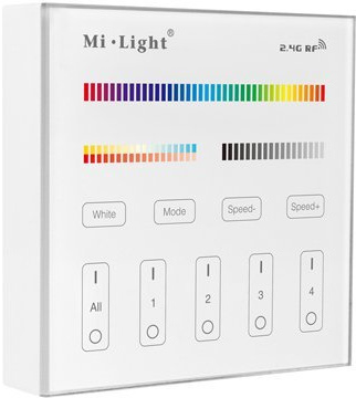 Lang boss 3 V 2,4 GHz Wireless RF Wandmontierte 4-Zonen Touch Panel RGB + CCT Smart LED Controller, kompatibel mit Mi-Light RGB/RGBW/RGB + CCT LED Leuchtmittel, LED-Controller, 16 Millionen Farben