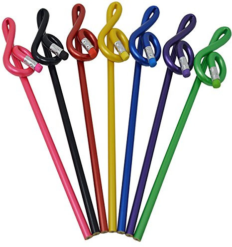 Musik Bleistifte Musiknoten Stifte Musik Violinschlüssel Gebogener Bleistift mit Radiergummi G-Schlüssel Bleistift (Violinschlüssel 7er Pack)