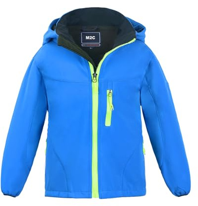 M2C Boys Hooded Waterproof Windbreaker Fleece Lined Softshell Jacket 7-8 Blue