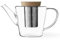 Designer Glass teapot with Tea Infuser Suitable for Loose Tea Leaves, 1.2 liters, incl. Removable Stainless Steel Infuser, Bamboo Wood lid