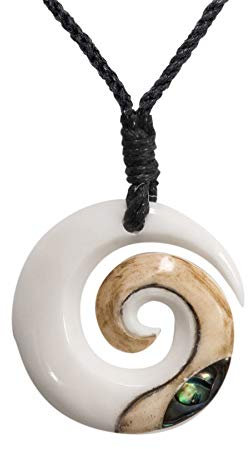 81stgeneration Frauen Männer Hand Geschnitzte Knochen Maori Koru Paua Muschel Anhänger Halskette
