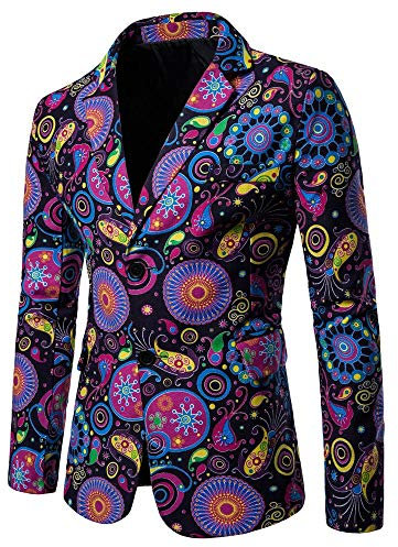 DEELIN Hommes Nouveau Mode Créatif Motif Imprimé Fantaisie Costume Veste Manteau d'affaires Décontracté Blazer
