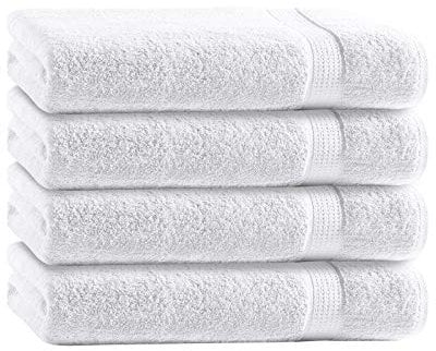Class Home Collection Frottee Duschtücher 70x140 cm – 4er Set Duschtuch – Besonders weiche & saugfähige Duschtücher aus 100% Baumwolle mit Aufhänger – Weiß