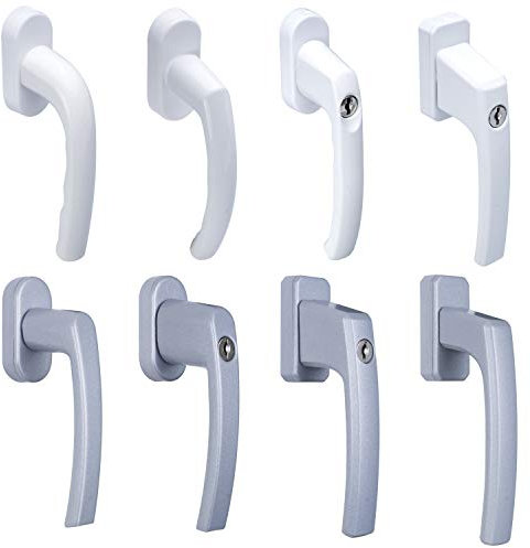 Stahlia Fenstergriffe Aluminium (4 Stück) Silber Balkontürgriff Fensterbeschläge Terassentürgriff Griff für Fenster Fensterolive