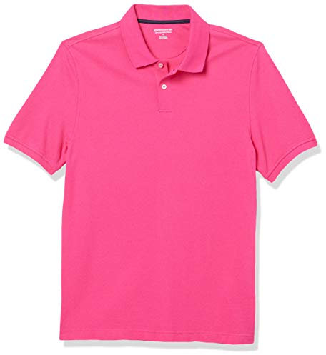 Amazon Essentials Polo de Piqué de Algodón de Ajuste Entallado Hombre, Rosa Intenso, L