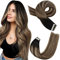Moresoo Tape Extensions Echthaar Balayage Remy Echthaar Extensions Tape 35 cm Natürliches Schwarz bis Dunkelbraun mit Dunkelblond Ombre Tape in Extensions 20 Stück 50 Gramm #1B/4/14