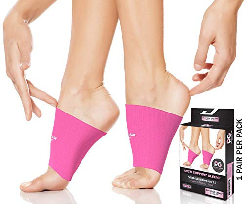 Physix Gear Fussbandage Mittelfuss sofortige Schmerzlinderung bei Plattfuss, Spreizfuss, Fersensporn, Plantar Fasciitis Fubandage Mittelfu mit Fussgewlbe Support Plattfu Einlagen PINK S