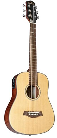 Red Hill Westerngitarre, Akustik-Gitarre für Anfänger und Einsteiger, 3/4 Gitarre, Dreadnought Mini mit Natural Fichtendecke, ideal als Reisegitarre