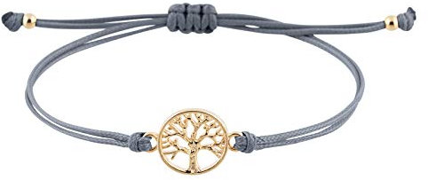 StarAppeal Lebensbaum Freundschafts Armband mit Perlen in Silber und Gold, Größenverstellbar, Mädchen, Damen Armband, Handmade (Grau-Gold)