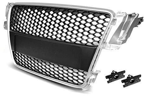 Griglia anteriore anteriore centrale Grill Sport VR-17 a nido d'ape Mesh Grille Sport Argento