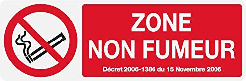 Panneau PVC Diamètre 18x6cm Zone non fumeur rectangle épaisseur 5mm