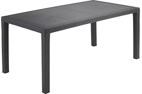 NO MANUFACTURER Tavolo da Giardino Interno ed Esterno in Resina Joker Antracite 138 x 78 cm