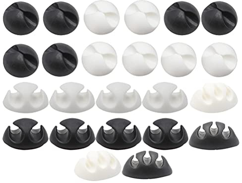 24pcs wire clips Wire Holder cable management cord management wire management charger cable clips cable holders cord holder desk tv mount Data Cable Organizer desktop manager white