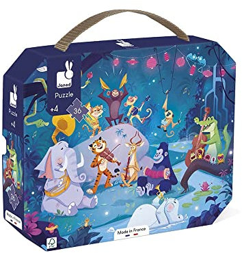 Janod - Kinderpuzzle Sommerfest 36 Teile - Lernspielzeug Feinmotorik und Konzentration - Koffer mit Griff und FSC-zertifiziert - ab 4 Jahren, J02600, 50 x 40 cm