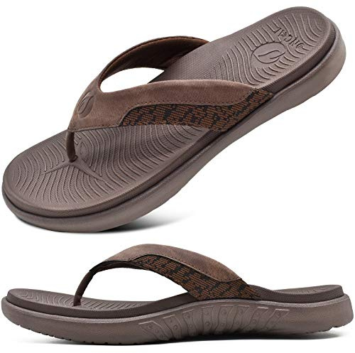 ONCAI Herren Flip Flops Sommer Sport Dusch Schwimmbad Strand Männer Zehentrenner Sandalen Badelatschen Mit Arch Support Gummifußbett Größe 40-49