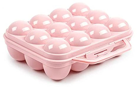 Acan Tradineur - Huevera de plástico con tapadera para Huevos, 12 Espacios para Huevos, Cocina, repostería, Fabricada en España, 7 x 20 x 18,5 cm, Color y Modelo aleatorios