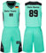 HDSD Benutzerdefiniert Trikot Kinder Erwachsene Basketball Jersey & Shorts 2 Teiliges Set Name Nummer Team Logo Personifizieren Basketball Trikots (hellgrün)
