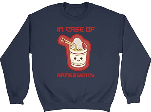 Shopagift In Case of Ramergency Japanese Noodles Unisex Sweatshirt Jumper Gift Navy