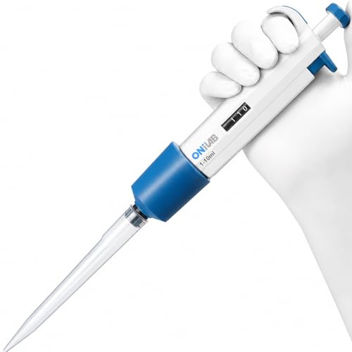 ONiLAB Single Channel Adjustable Pipettor, Micropipette 1-10 ML | Ergonomic Design, Clear Volume Display, Adjustable Volume Control, Precise Liquid Handling, Autoclavable