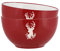Set of 2 Bowls - Hand Painted Red & White Reindeer Stoneware Crockery Dinner Service Dishwasher & Microwave Safe Christmas Dinner Table Breakfast Cereal Soup Pasta Dessert Serving Bowl