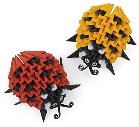 Origami 3D 501835-3D Origami Marienkäfer - Schöne 3D Papierskulptur mit patentierten Bauteilen und verständlicher Bauanleitung, 180 Teile, 8x8x4cm, Mittel
