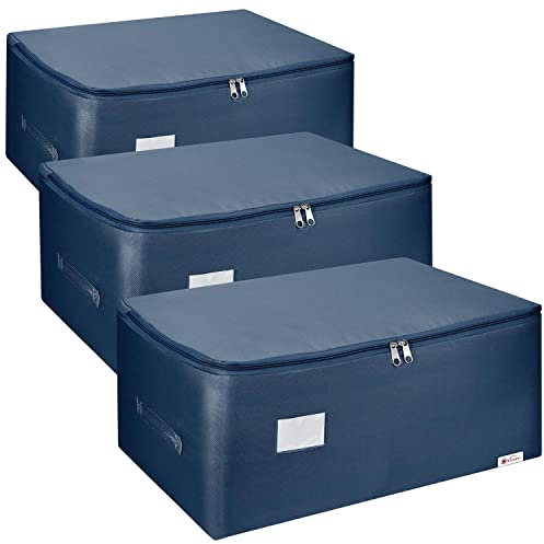 Vinsani 3pc 150L Large Storage Organiser Bags, Dust & Moisture Proof | Heavy Duty Moving Bags with Strong Handles & Double Zip, Large Underbed Storage for Clothes, Bedding, Duvets & Pillows