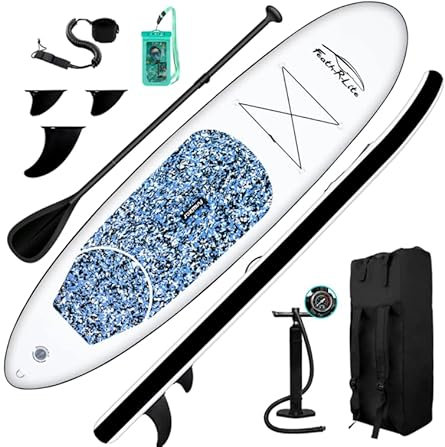 Funwater Feath-R-Lite SUP Stand Up Paddle Board aufblasbar iSUP für Einsteiger, Farbe:Blau -Weiß -Schwarz