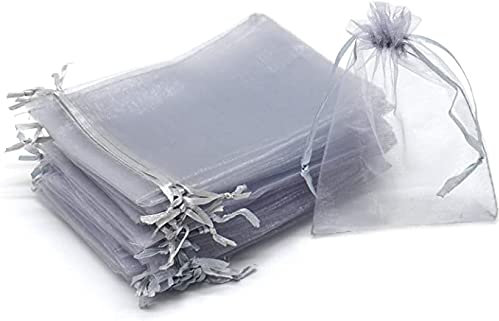 Tadipri Organzasäckchen 50 pcs Geschenk Schmuckbeutel Kordelzug Für Festival süßigkeiten Party Und Hochzeit Beutel (7X 9 cm,grau)