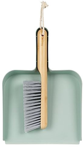 Beldray LA029050GRNEU7 Ensemble pelle et balai Eco Range Collection avec lèvre en caoutchouc pour ramasser efficacement la poussière, robuste, durable, manche en bambou certifié FSC®