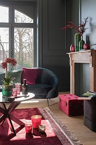 J-Line by Jolipa Cache Pot en Verre Rouge 10x10x10 cm