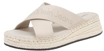 Calvin Klein Jeans Women's Sporty Wedge Rope Sandal MR Wedge Sandal, Triple Eggshell, 6.5