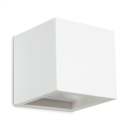 INNOVATE LED Wandleuchte innen aus Gips bemalbar | Wandbeleuchtung mit G9 Fassung | Wandlampe innen Downlight | Wandlicht indirekte Beleuchtung | Deko Wandleuchte zum bemalen | Wandfluter weiß eckig