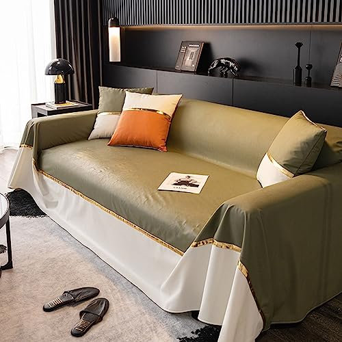 Homxi Sofabezug Ecksofa 2 Sitzer,180x230CM,Sofabezug Decke Einfarbig Bezug Sofa Stoff Sofa Handtuch Grün Couchbezug Universal