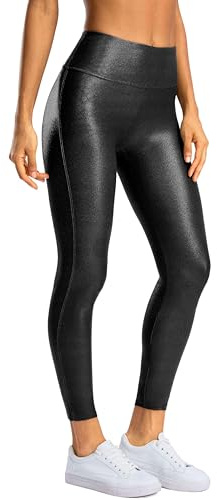 SANTINY Women's Faux Leather Leggings 25''/27''/29''-High Waisted Stretch Leather Pants Pleather Tights for Women(Black03_25M) Black