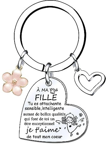 Lumengqi Porte-clés Fille Cadeau d'anniversaire Mon Fille Je T'aime