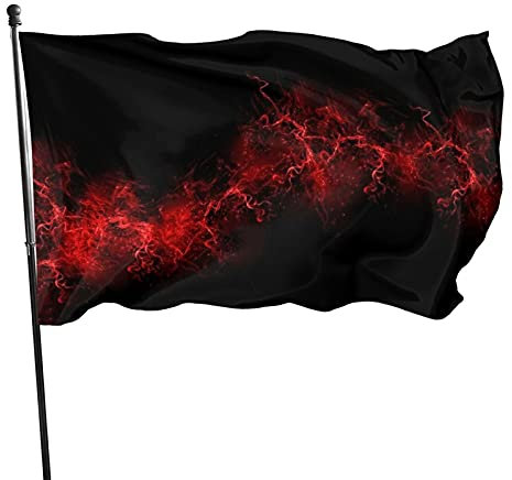 Bandiera da 9,6 x 1,5 m, colore nero e rosso, bandiera da giardino in poliestere resistente allo sbiadimento, con 2 occhielli in ottone, per interni ed esterni