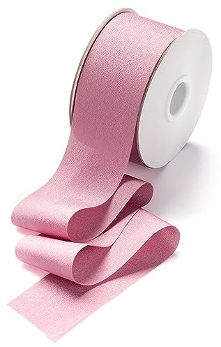 CHUQING Geschenkband Altrosa Dekorative Schleifen Bänder Breit Schleifenband Hochzeit Seidenband Geschenkverpackung Dekoband Festival Bänder 38 mm x 22,8 m