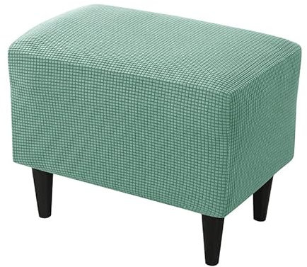 Highdi Ottomane Schonbezug Hockerbezug, Karierter Jacquard Stoff Einfar Big Hocker Hussen für Fußhocker, Stretch Bezug Waschbar Ottomane Abdeckung Überzug Hocker Protector (Matcha-Grün)