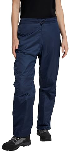 Mountain Warehouse Spray Womens Waterproof Overtrousers - Mesh Lined, Half Side Zip Pants, Ripstop Bottoms - for Autumn, Winter, Outdoors Navy (Regular) Women's Size 16