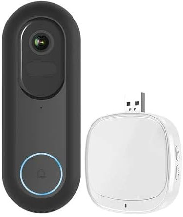 ENERJ 1080P Wired & Wireless Video Doorbell kit with 5200mah battery & USB foldable Chime