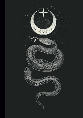 Celestial Moon Snake Journal: Wide Ruled Notebook + Sketch Book Paper, Lunar Phase Illustrations, Matte Finish, Use for Writing, Drawing, as a Diary